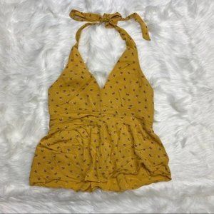 🌻  American Eagle Yellow Floral Flowy Halter Top Size: Medium 🌻